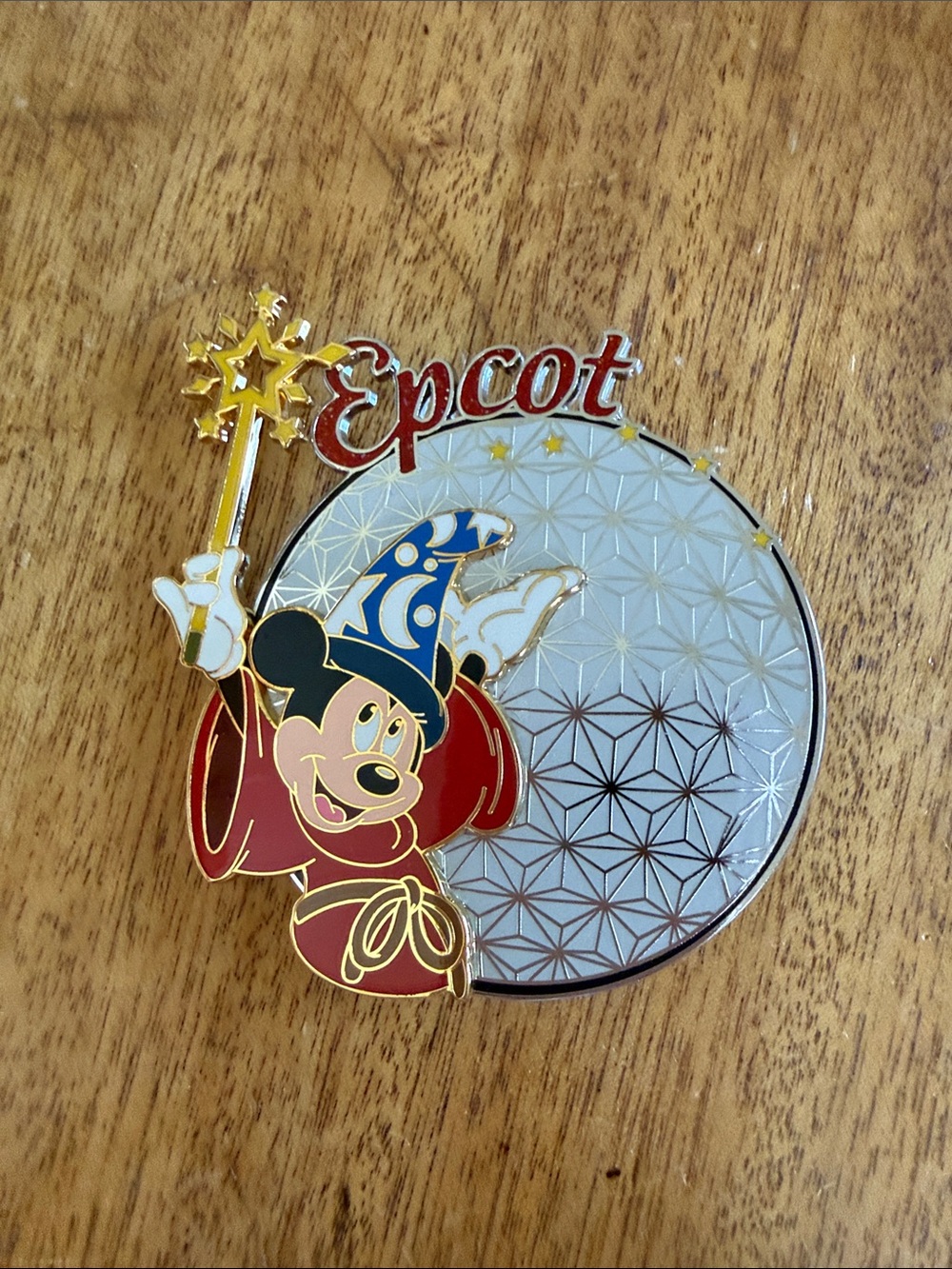 Epcot Sorcerer Mickey Enamel Pin - Red, Blue, Gold